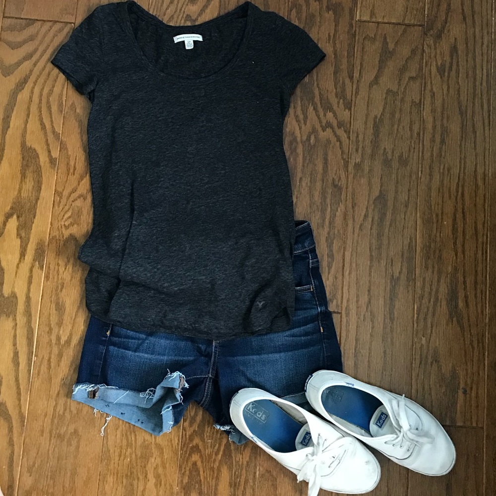 Black scoop neck fitted tee